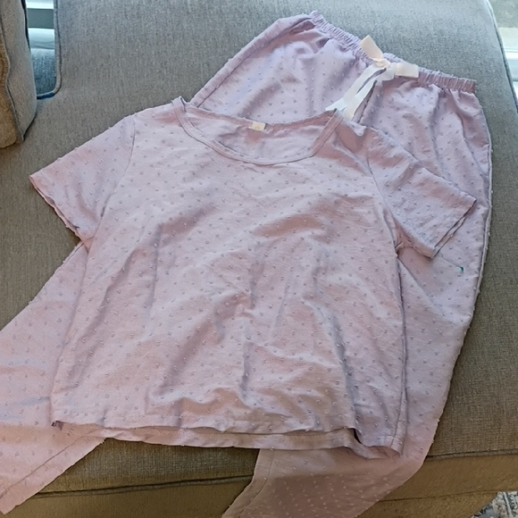 Soma Silky Pajama Pants + Amazon Light Purple Swiss Dot Pajama Set - Picture 6 of 6